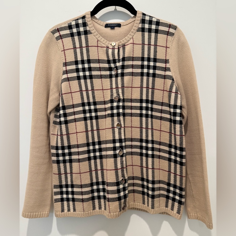 SOLD Burberry Cardigan with Oyster Shell Buttons Small